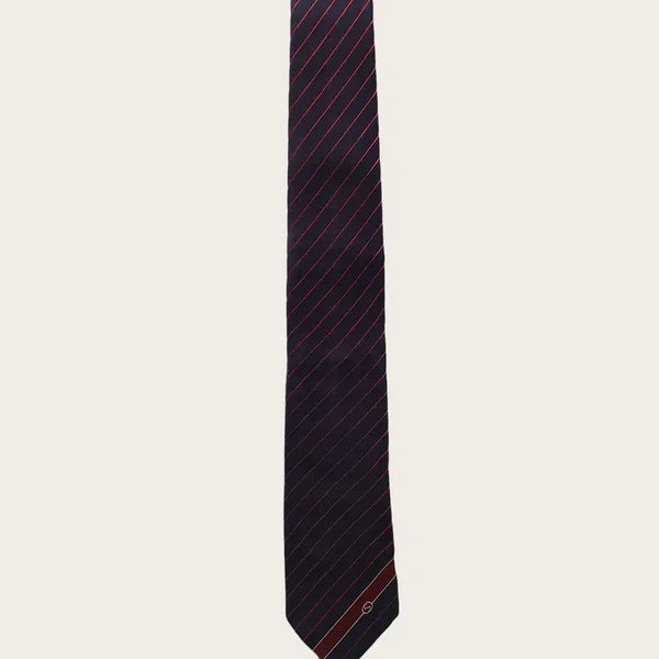 [BUNJANG] Gucci Navy Red Diagonal Stripe Interlocking GG Tie / 구찌 네이비 레드 사선 스트라이프 인터로킹 GG 타이