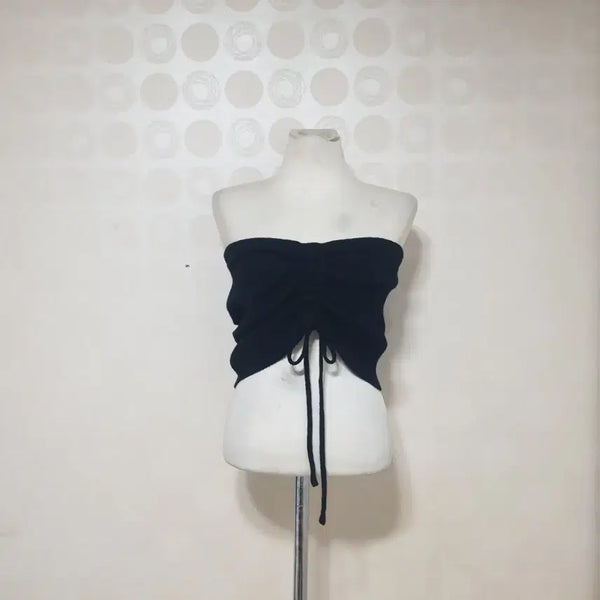 [BUNJANG] Black Cropped Knit Sleeveless Top / 크롭나시티55 니트나시티55 크롭니트55 나시티55 블랙나시티55