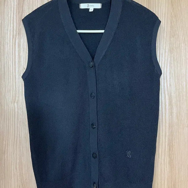 [BUNJANG] G Studio Black Knit Vest Size 80 / 지 스튜디오 블랙 니트 조끼 80