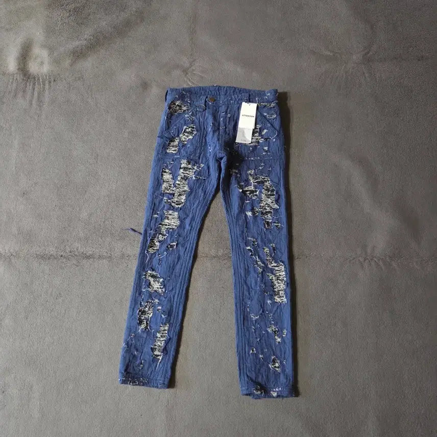 [BUNJANG] Blackmeans Distressed Biker Pants / 새상품 블랙민즈 디스트레스드 보로 바이커 팬츠 0