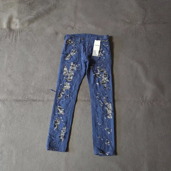 [BUNJANG] Blackmeans Distressed Biker Pants / 새상품 블랙민즈 디스트레스드 보로 바이커 팬츠 0