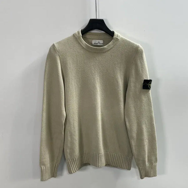 [BUNJANG] Stone Island Logo Patch Light Beige Knit / 스톤아일랜드 와펜 연베이지 니트 (on.2309)