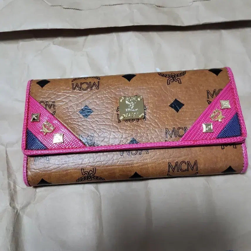 [BUNJANG] MCM Bi-fold Wallet Brown Pink / MCM 지갑 브라운 핑크