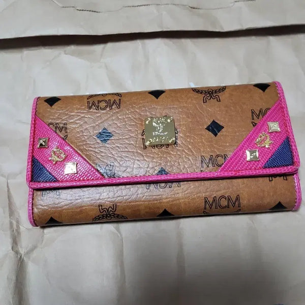 [BUNJANG] MCM Bi-fold Wallet Brown Pink / MCM 지갑 브라운 핑크