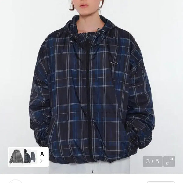 [BUNJANG] Noirko Essential Check Windbreaker Navy / 노이아고 에센셜 체크 윈드브레이커 (네이비) 당일배송
