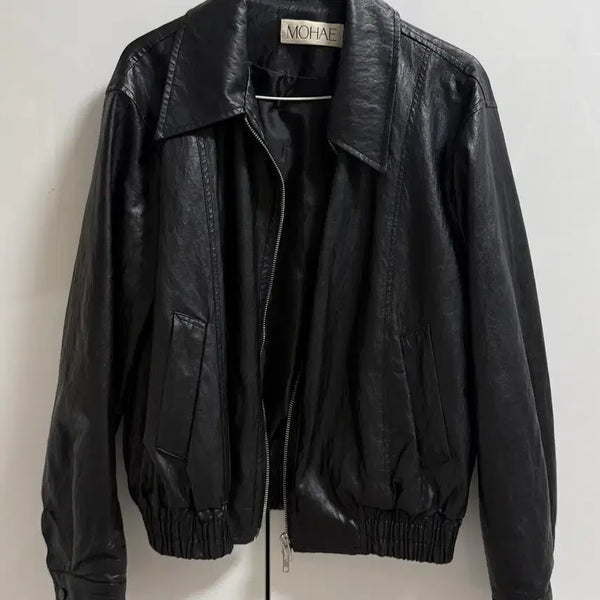 [BUNJANG] MOHAE Leather Blouson Jacket (Black) / mohae 모헤 레더 블루종 자켓(블랙, 착샷O)