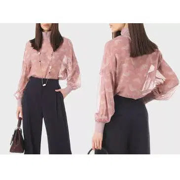 [BUNJANG] Fendi Silk Chiffon Blouse / 펜디) 정품 시스루 실크100% 쉬폰 넥 블라우스 -F