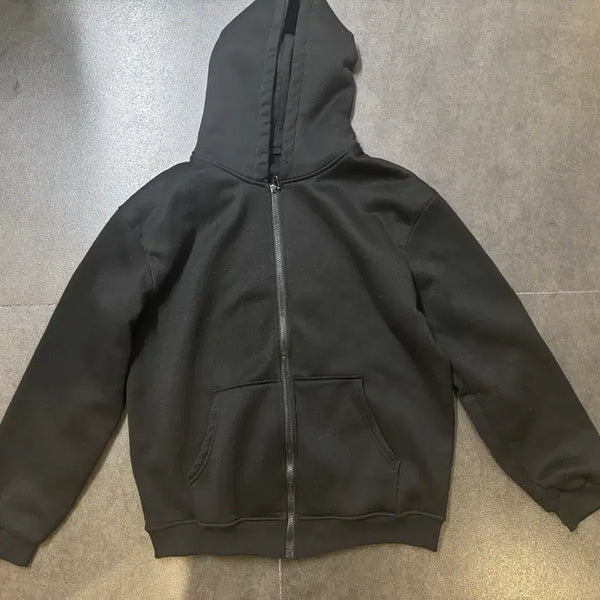 [BUNJANG] Avery Black Hooded Zip-Up Jacket / 에이블리 검은색 후드집업