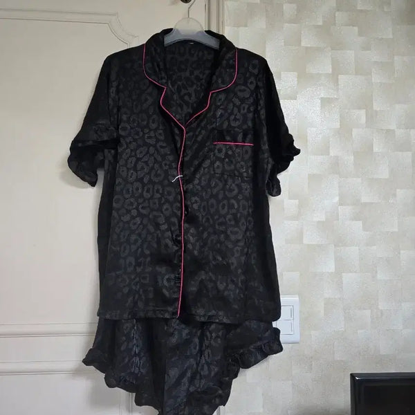 [BUNJANG] Black Leopard Pattern Pajama Set 2XL / 블랙 레오파드 패턴 잠옷 세트2xl