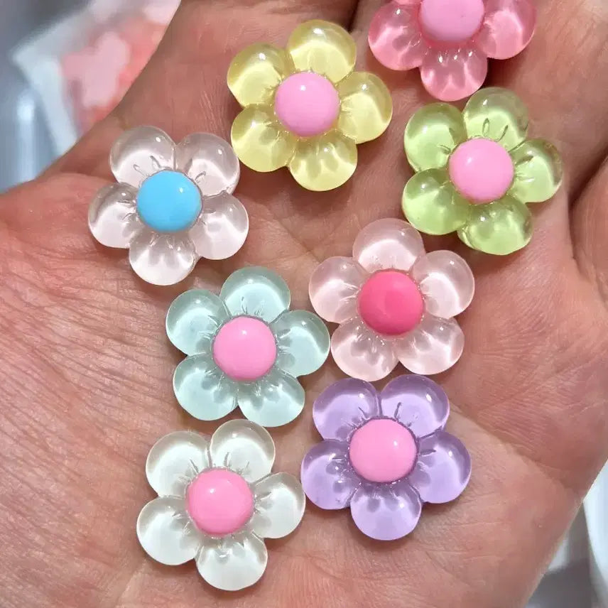 [BUNJANG] Decoden Parts Bundle Set (Translucent Flower Charms) / 200개 반투명 꽃 데코덴 파츠  탑꾸재료  일괄