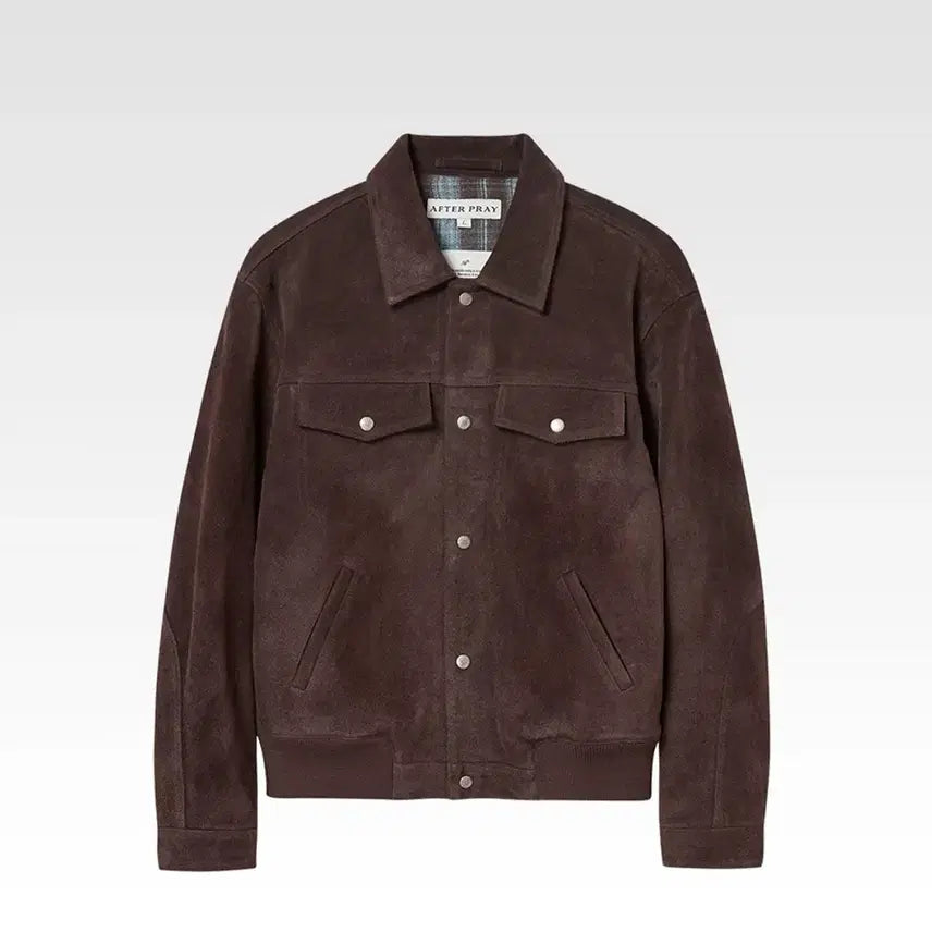 [BUNJANG] Afterpray Suede Trucker Blouson Brown L / 애프터프레이 스웨이드 트러커 블루종 브라운 L