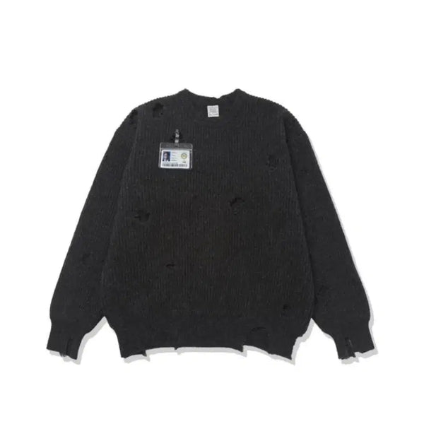 [BUNJANG] STU Distressed Knit Charcoal / [OS] STU 디스트로이드 니트 차콜