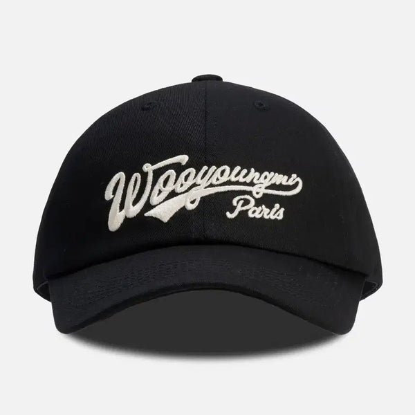 [BUNJANG] Wooyoungmi Script Logo Cotton Baseball Cap Black / [새상품] 우영미 (WOOYOUNGMI) 남녀공용 스크립트 로고 볼캡 블랙 FREE
