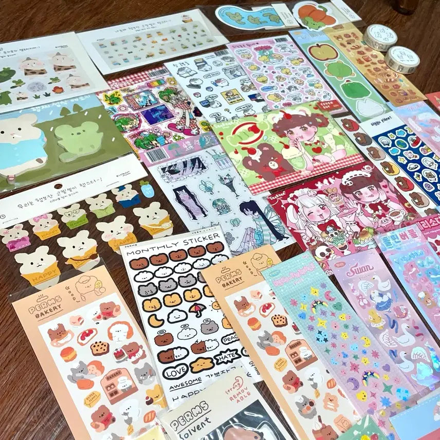 [BUNJANG] Dotted Journal Sticker Bundle Set (35+ Pieces) / 일괄)다꾸스티커 35장 이상(마테2개,메모지1 포함)