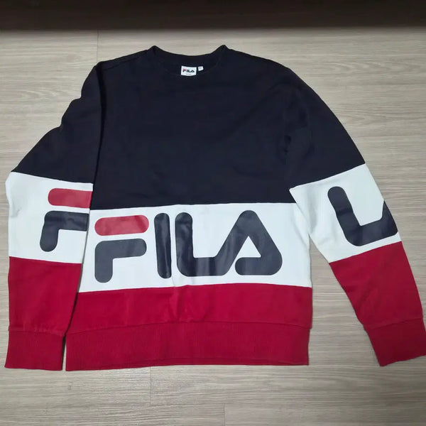 [BUNJANG] FILA Color Blocking Sweatshirt / 휠라 컬러 블로킹 맨투맨(휠라 검정 빨강 로고 맨투맨)