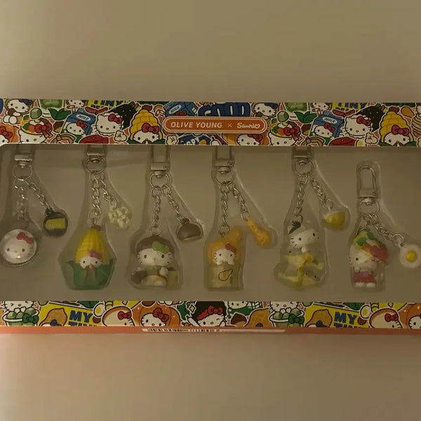 [BUNJANG] Olive Young Regional Hello Kitty Keyring Dining Set / 올리브영 지역 키티 키링 식사 세트