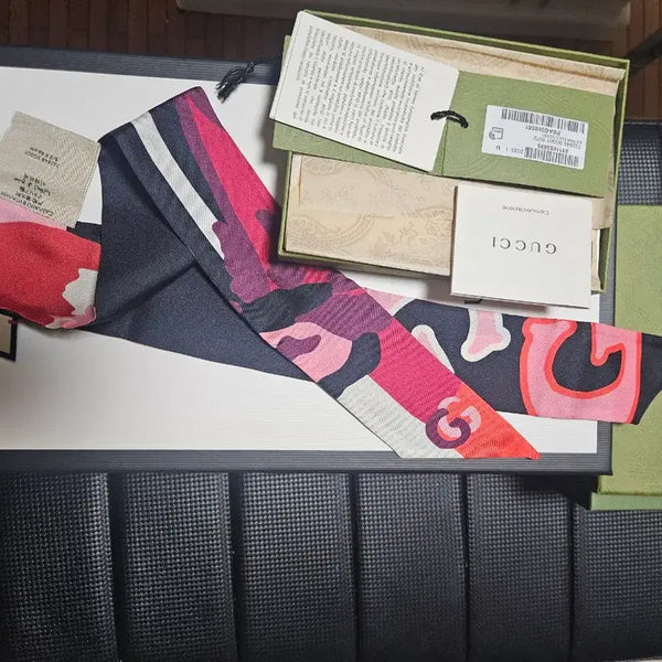 [BUNJANG] Gucci GG Print Silk Scarf Full Set / 구찌  정품GG포인트 방도 풀박