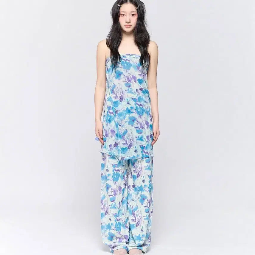 [BUNJANG] COJANTA Rose Flower Blue Pants / 코잔타 rose flower blue pants