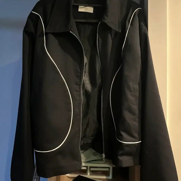 [BUNJANG] Navy Crop Line Detail Jacket / 네이비 크롭 라인 디테일 자켓