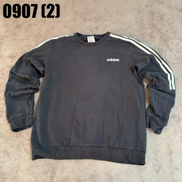 [BUNJANG] Adidas Three-Stripes Crewneck Sweatshirt Black / 아디다스 삼선 맨투맨 검정