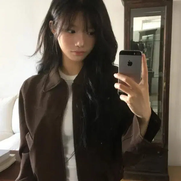 [BUNJANG] Maillard Suede Crop Jacket Blouson / [새상품/무배] 마이야르 스웨이드 크롭 자켓 카라 블루종