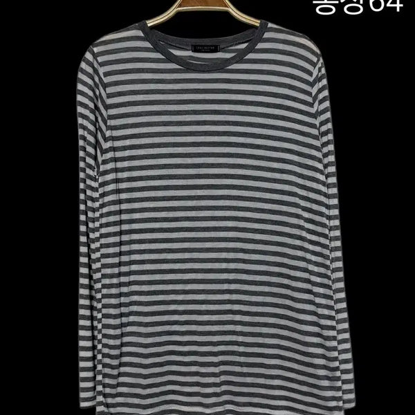 [BUNJANG] Gray Stripe Long Sleeve T-Shirt / 그레이 스트라이프 긴소매 티 새상품