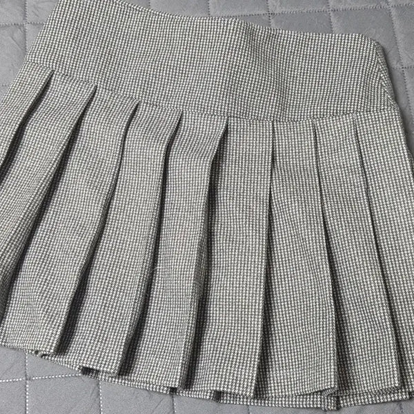 [BUNJANG] Wool Checkered Pleated Mini Skirt / 모직 치마 스커트 체크 에이블리 교신