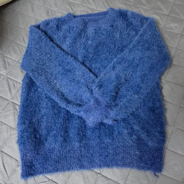 [BUNJANG] Women's Blue Angora Knit Sweater / 여성 블루 앙고라 니트 에이블리 교신