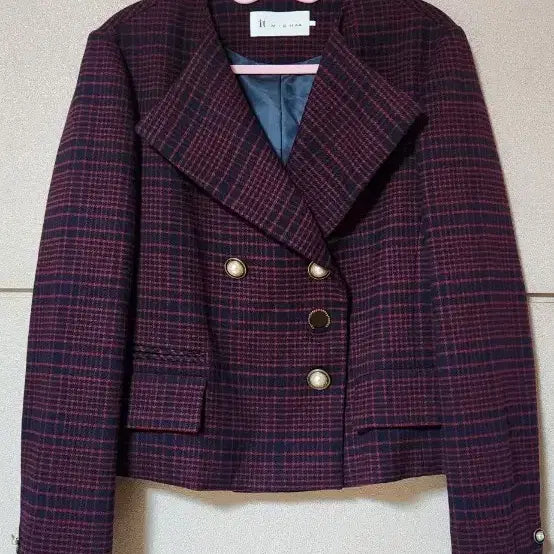 [BUNJANG] IT MICHAA Checked Double Short Jacket / 잇미샤 체크 더블 숏자켓