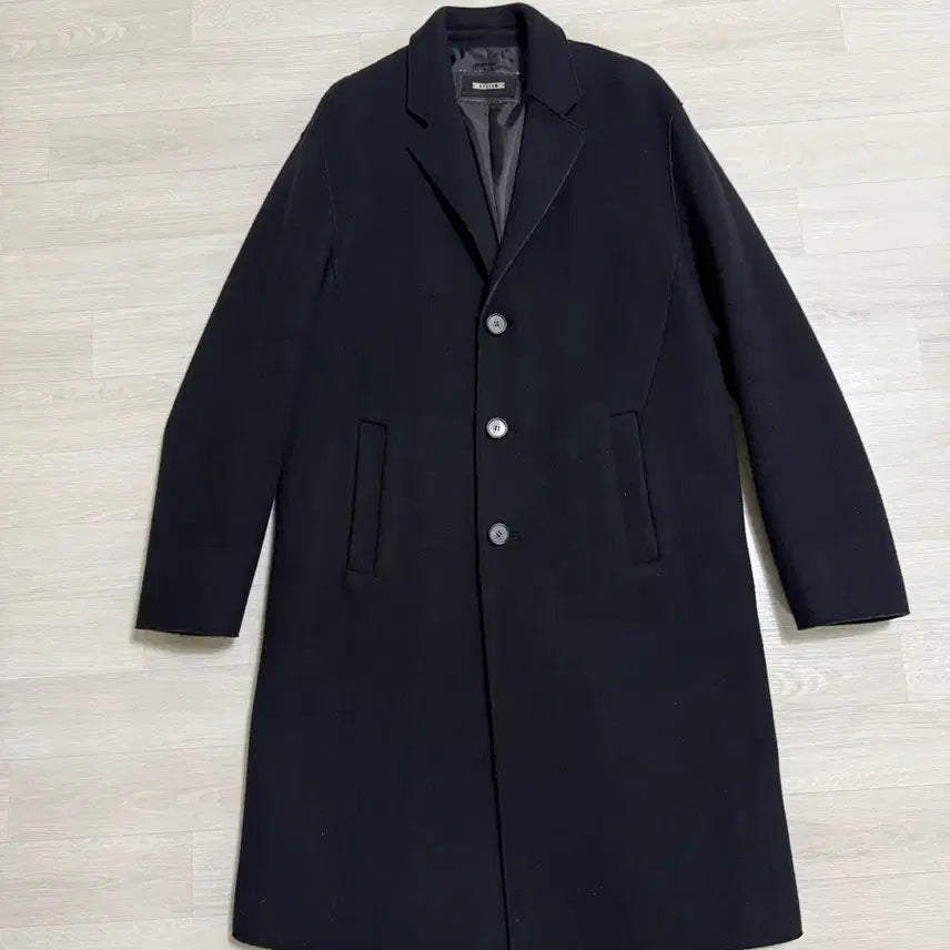 [BUNJANG] System Homme Double-Weave Black Coat / 시스템 옴므 블랙 이중지 코트