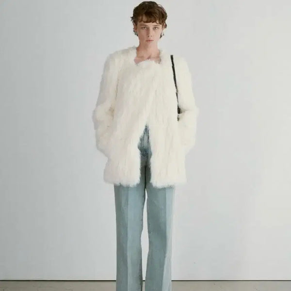 [BUNJANG] Recto Faux Fur Jacket - Ivory / 렉토 퍼자켓