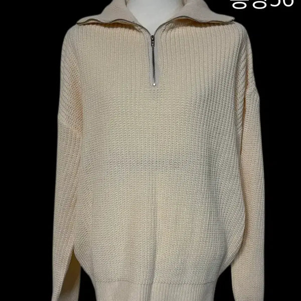 [BUNJANG] Cream Ivory Half Zip Knit / 크림아이보리 반집업 니트