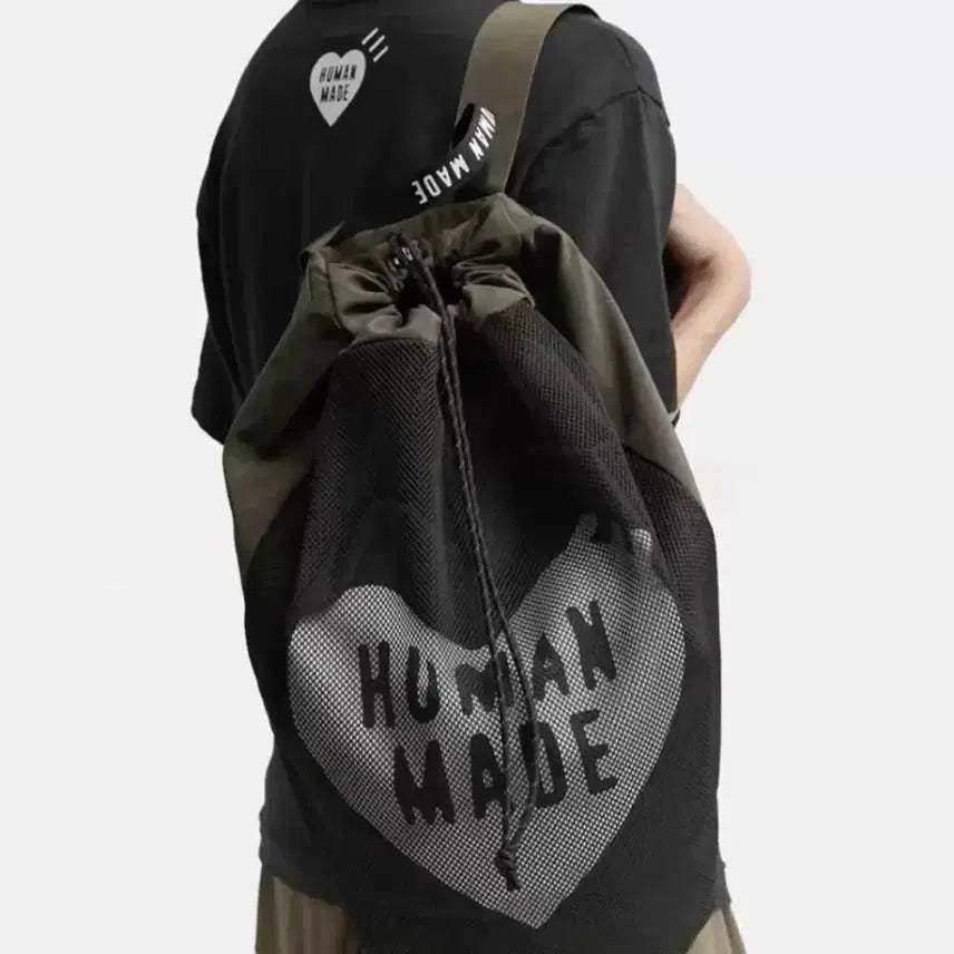 [BUNJANG] Human Made Drawstring Backpack Olive / 휴먼메이드 드로우스트링 백팩 올리브 드랩