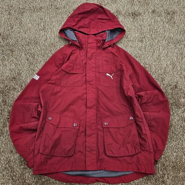 [BUNJANG] Puma Red Windbreaker Jacket / 퓨마 레드 후드 바람막이 자켓