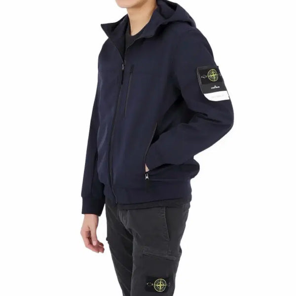 [BUNJANG] Stone Island Softshell Hooded Jacket Navy / 스톤아일랜드 소프트쉘 후드 자켓 네이비