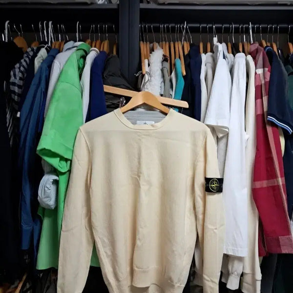 [BUNJANG] Stone Island Patch Knit Beige Size 105 / 스톤아일랜드 와펜 니트 베이지 105 백화점판