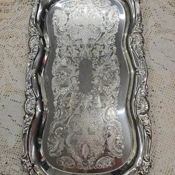 [BUNJANG] Vintage Silver-Plated Tray with Intricate Pattern / 빈티지 실버플레이트 트레이
