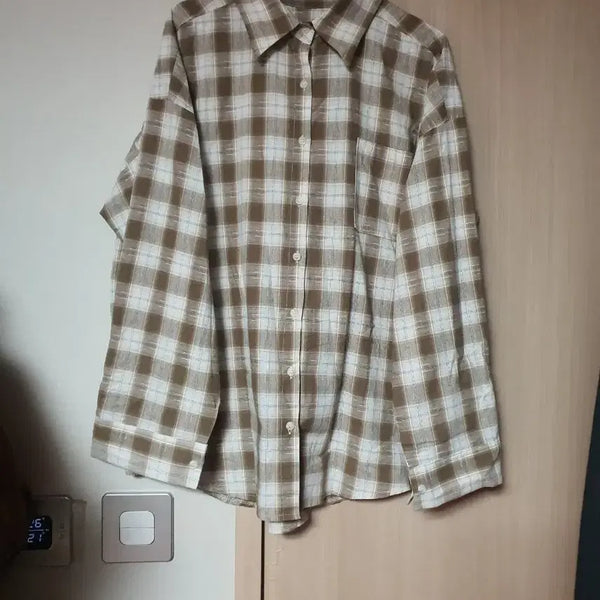 [BUNJANG] Plus Size Checkered Shirt Brown / 빅사이즈 체크무늬 셔츠 브라운 88 99 100이상