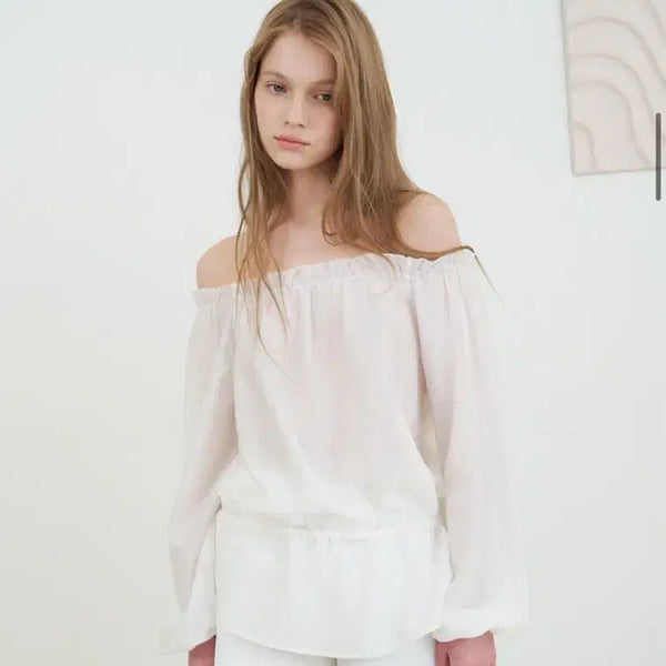 [BUNJANG] Lebane Off-Shoulder Robe Blouse White / Lebane 르베인 로브 오프숄더 화이트