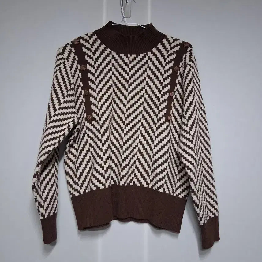 [BUNJANG] Check Pattern Knit Brown Free Size / 체크 패턴 니트 브라운(프리)