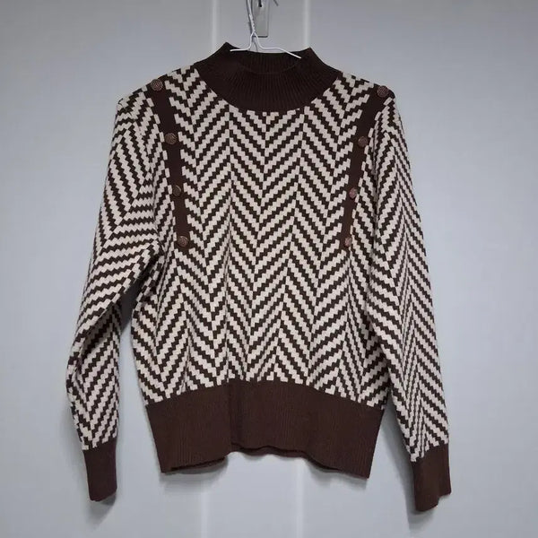 [BUNJANG] Check Pattern Knit Brown Free Size / 체크 패턴 니트 브라운(프리)