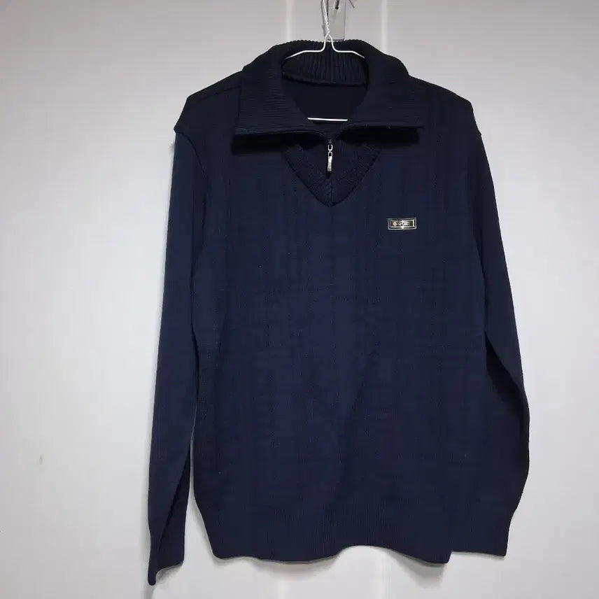 [BUNJANG] Navy Cable Half-Zip Knit (Size 100) / 네이비 케이블 반집업 니트(100)