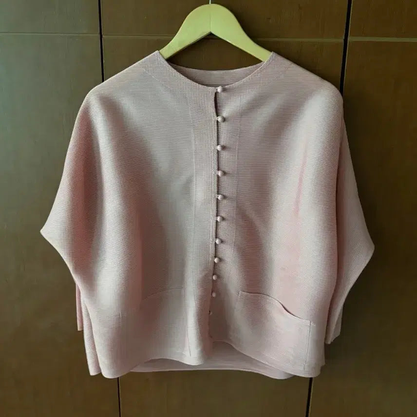 [BUNJANG] Lovely Pink Pleats Cardigan / 러블리 핑크 플리츠 가디건
