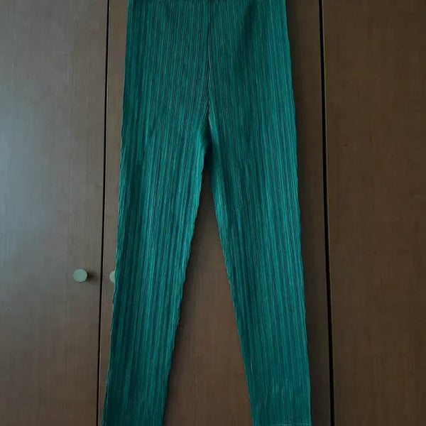 [BUNJANG] Pleated Green Leggings Pants / 플리츠 그린 레깅스팬츠