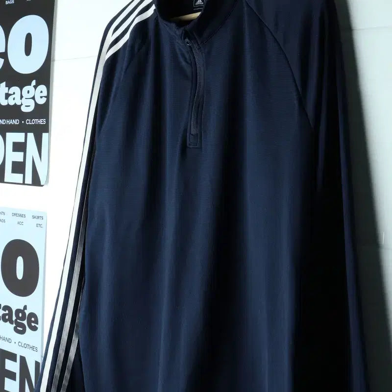 [BUNJANG] Adidas Track Jacket Half Zip Fleece H38746 / (XL-3XL) 아디다스 집업져지 트랙탑 반집업 하프 기모-H38746