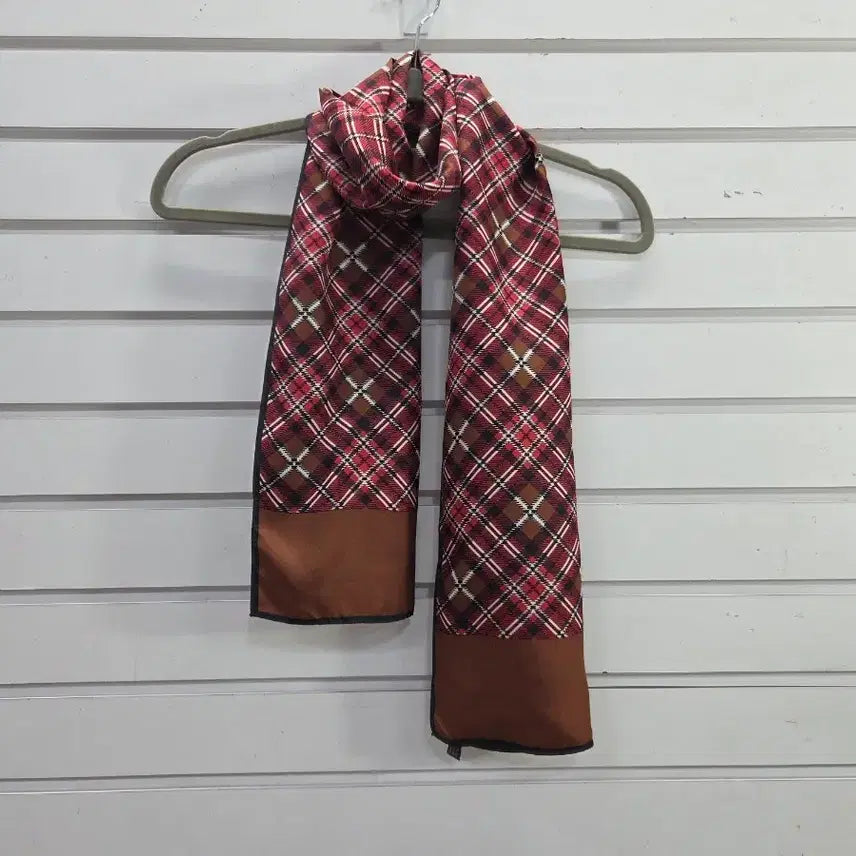 [BUNJANG] Checkered Silk Long Scarf / 체크무늬  실크  롱스카프/보물찾기천사