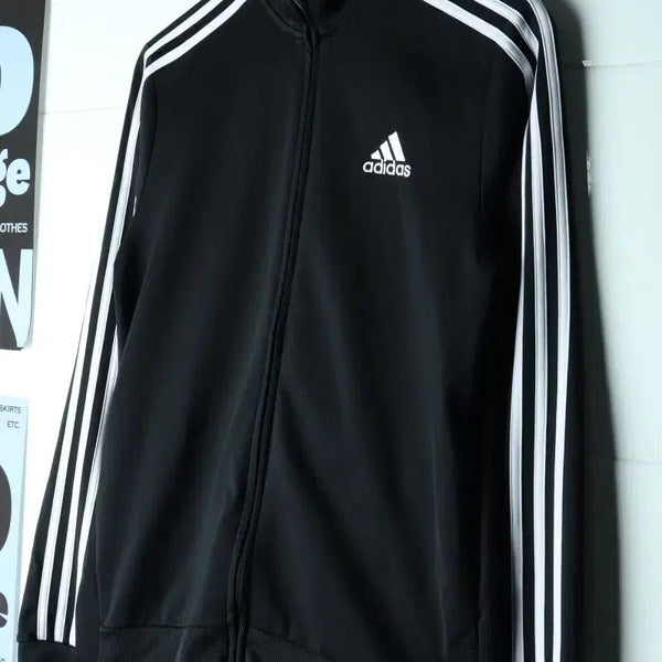 [BUNJANG] Adidas Track Jacket Full Zip Black White Three Stripes Old School Streetwear H38763 / (M-L) 아디다스 집업져지 트랙탑 검흰 삼선 올드스쿨 스트릿-H38763