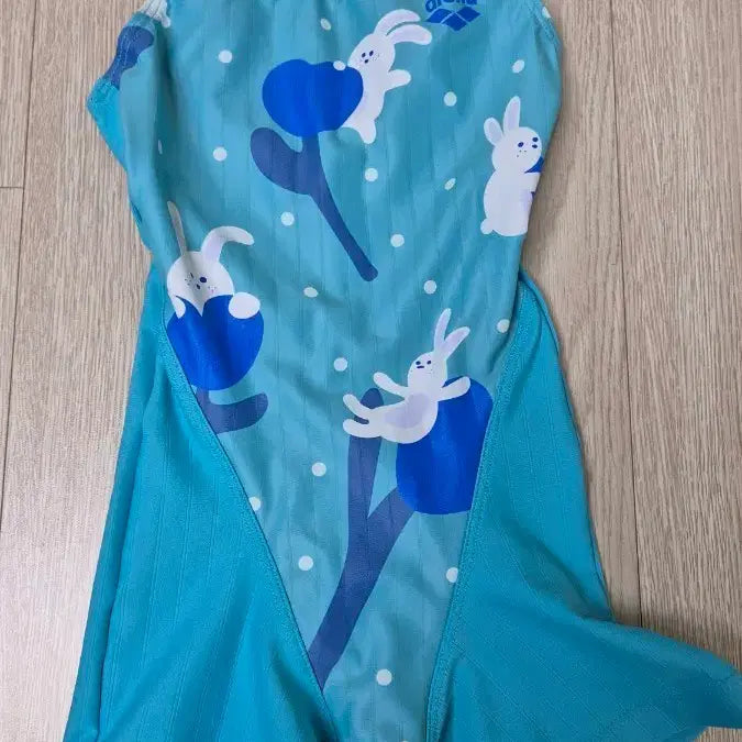 [BUNJANG] Arena Kids' Swimsuit 60 Blue Rabbit Pattern / 아레나 아동 수영복 60 반신 블루 토끼 패턴