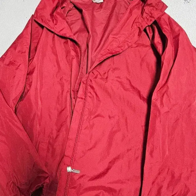 [BUNJANG] Red Hooded Zip-Up Windbreaker / 레드 후드 집업 바람막이