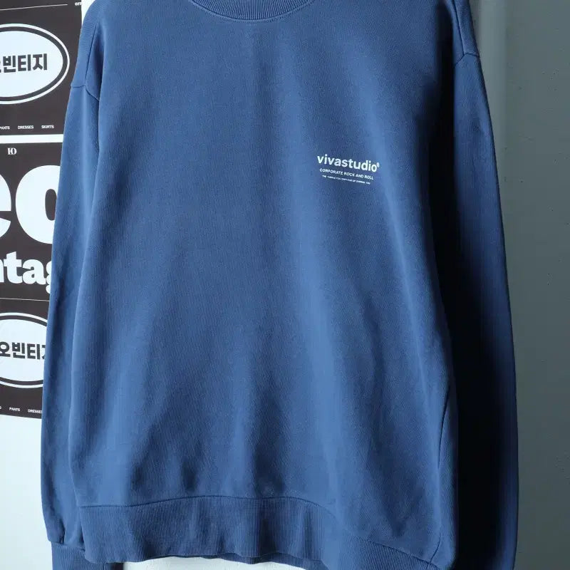 [BUNJANG] Vivastudio Oversized Sweatshirt (Blue) / (S-M) 비바스튜디오 맨투맨 티셔츠 오버핏 블루 올드스쿨-H38794